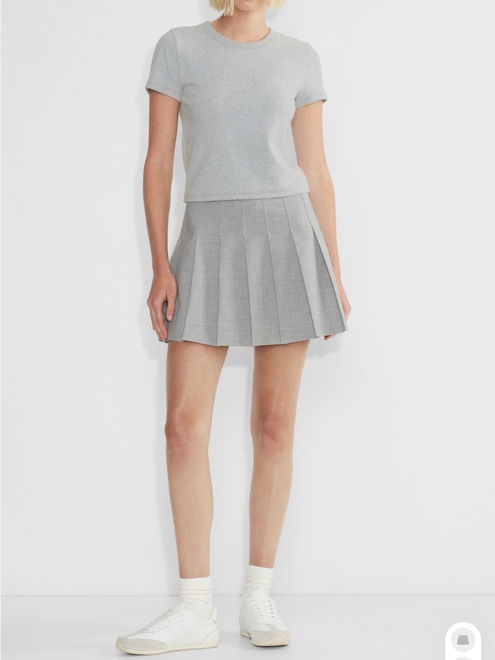 Aritzia Sunday Best Pleated Mini Skirt in heather chrome
